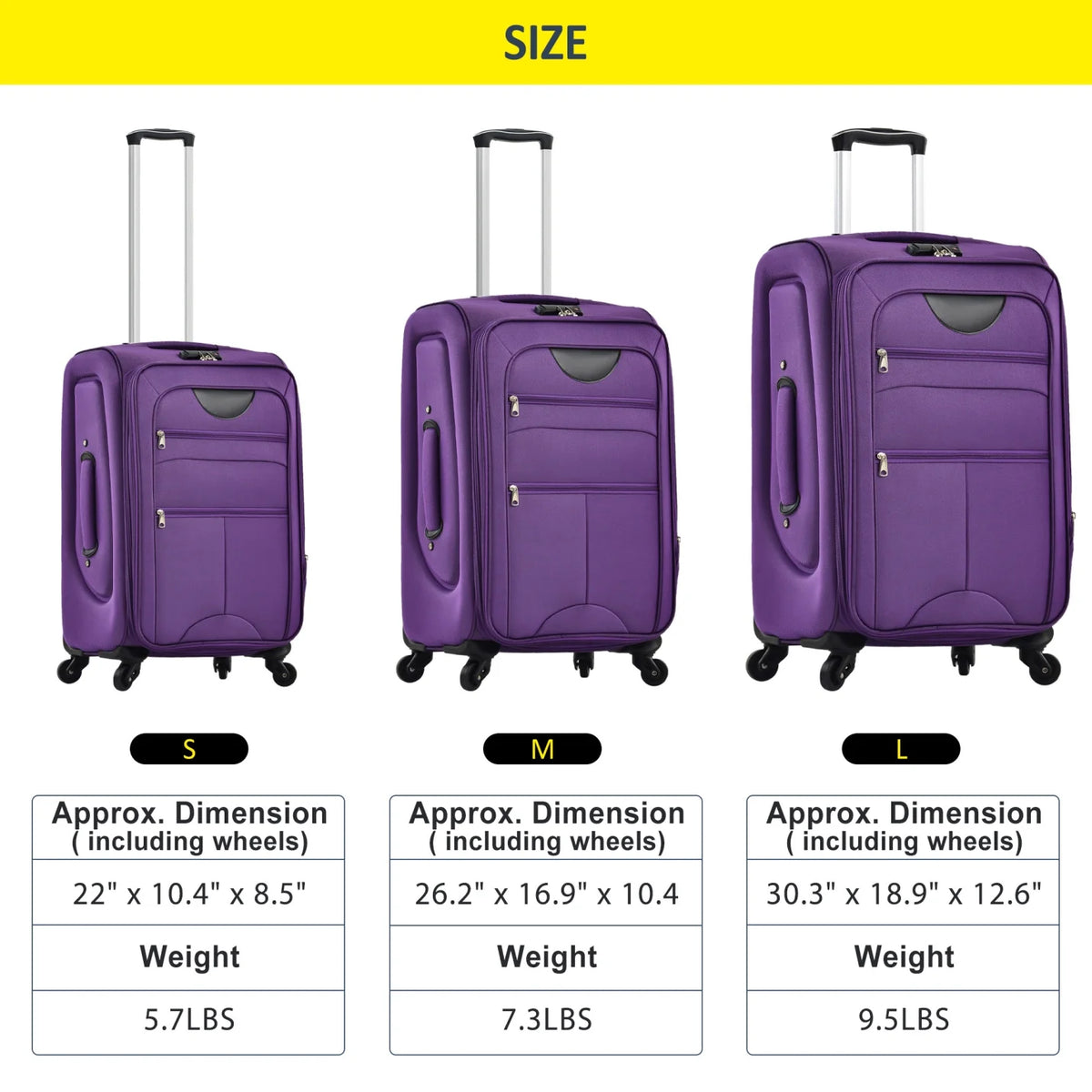 Expandable Softside Luggage Sets 3 Piece,Upright Spinner Suitcases with Wheels,Lightweight Carry on Luggage Travel Set,Green