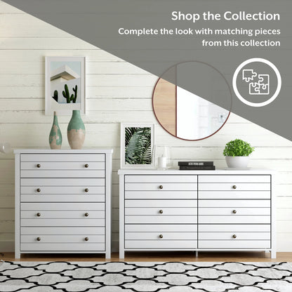 Living Essentials by Hillsdale Harmony Wood 6 Drawer Dresser, Matte White
