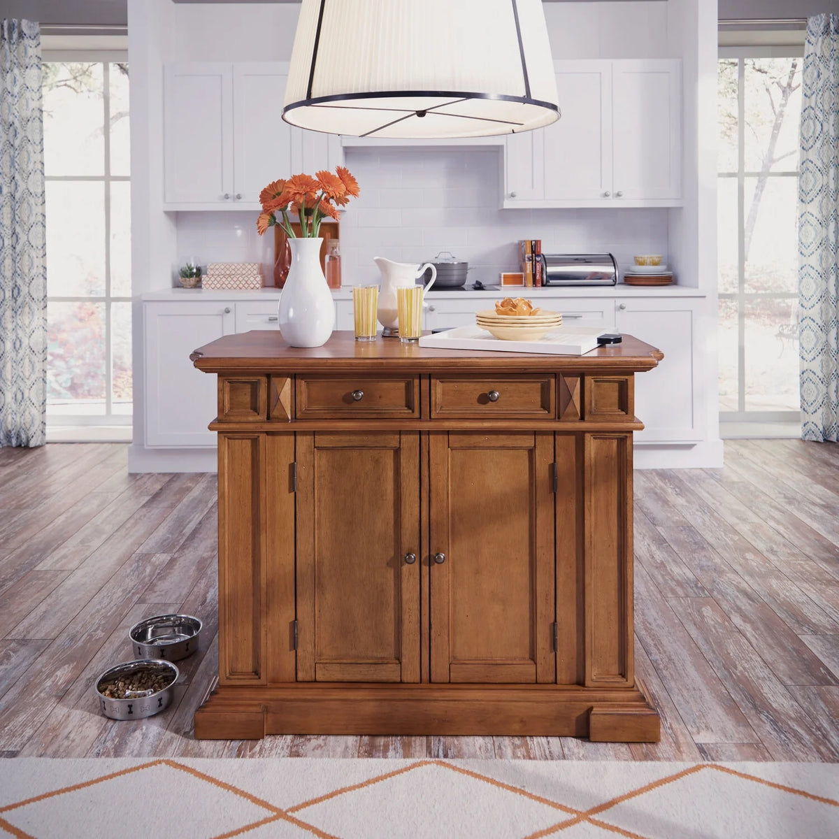 Homestyles Americana Wood Kitchen Island in Black