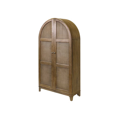 Coastal Arch shaped Bar Cabinet Dining Cabinet Fully Assembled Brown Wood