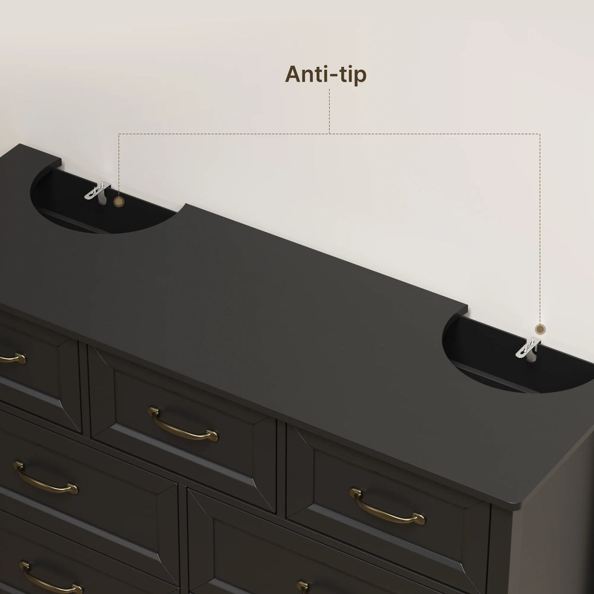 Lofka 47.2" Dresser for Bedroom with 6 Double Drawers, Farmhouse Wood Storage Cabinet with Smooth Metal Handle