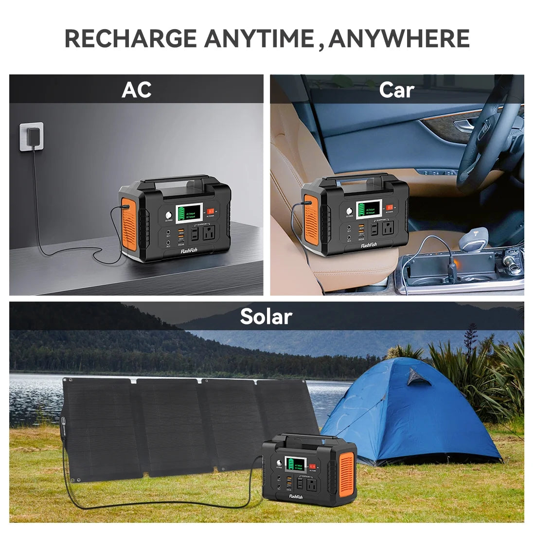 Flashfish 200W Portable Power Station, 40800mAh Solar Generator, Portable Generator for Camping Travel Emergency