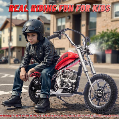 Electric Dirt Bike for Kids, 24V Motor Kids Dirt Bike, Cuoote 250W Ride On Motorcycle up to 15 mph, 150 lb Max Weight, Twist Throttle, Power Display, Rear Suspension, Hand Brake