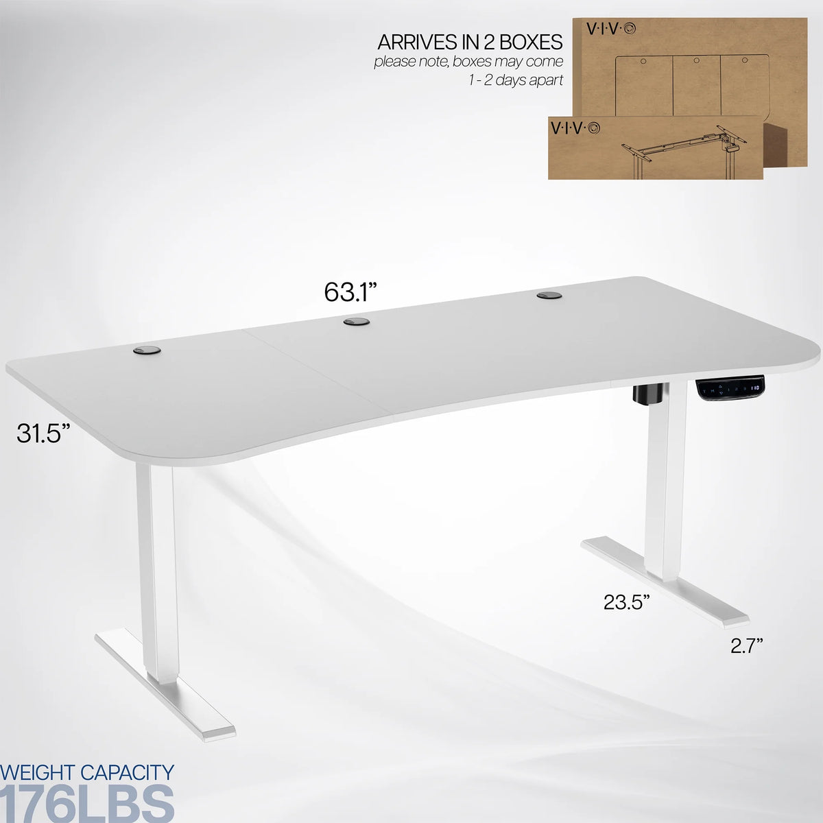 VIVO Reclaimed Wood / Black 63�?x 32�?Electric Height Adjustable Stand Up Desk