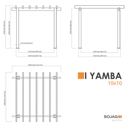 Sojag Outdoor 10' x 10' Yamba Pergola Square Shaped Gazebo, Dark Grey
