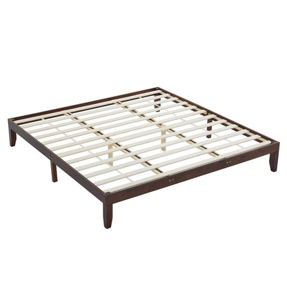 12 Inches Wood Platform Bed Frame Twin Size, Solid Wood Mattress Foundation with Strong Wood Slat Support