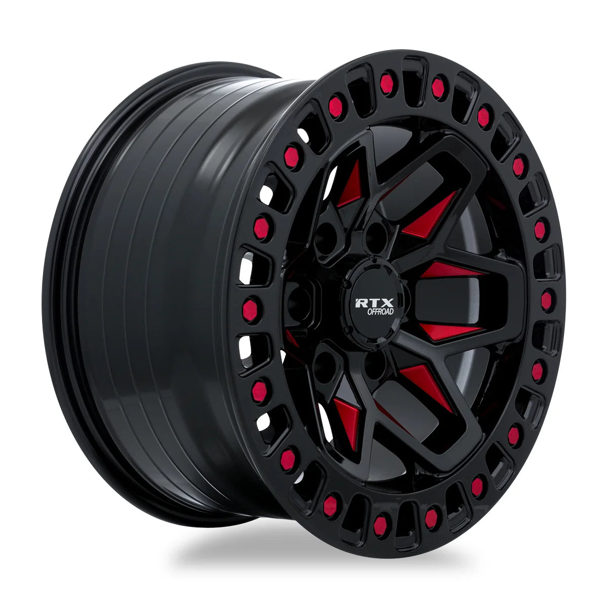 RTX Zion 17x9 5x127 ET-15 CB71.5 Gloss Black Milled Red Wheel