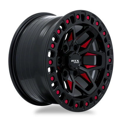 RTX Zion 17x9 5x127 ET-15 CB71.5 Gloss Black Milled Red Wheel