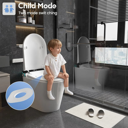 LALAHOO Smart Toilet with Bidet Built in, Auto Open & Close, Elongated Heated seat, Foot Sensor Flush, LED Display, Warm Water Wash, Dryer, Night Light, Black