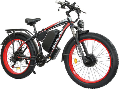 3000W Peak Dual Motor Ebike, 52V 30AH Battery Electric Bike for Adults, 7-Speed 40MPH AWD Ebike Mountain Snow E-Bike with 26" x 4.0 Fat Tire MTB Hydraulic Disc Brake  for Off-Road Snow