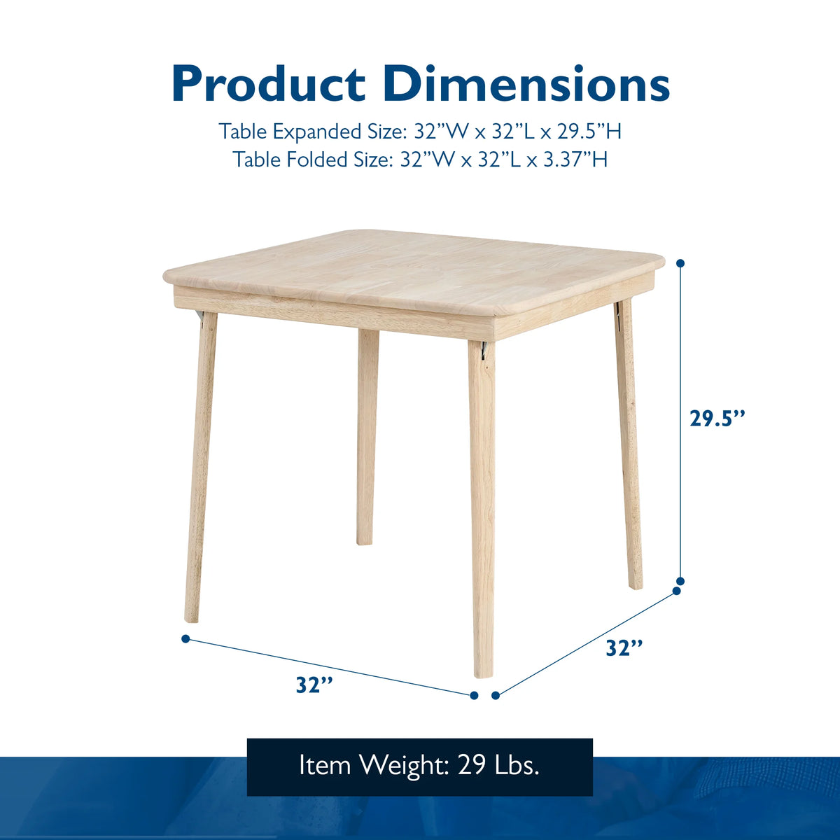 Stakmore Classic Straight Edge Solid Wood Folding Card Table, Unfinished