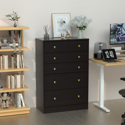 VEIKOUS Oversized 5-Drawer Dresser Chest, Large Storage Dresser for Bedroom Storage, Oak