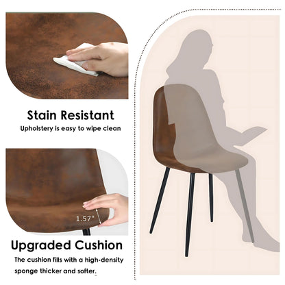 Homy Casa Set of 4 Upholstered Suede Dining Chairs for Family Dining Room or Restaurant