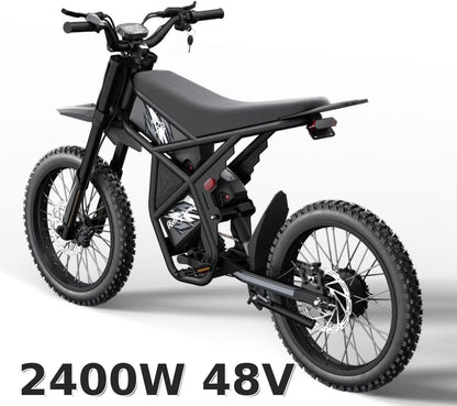 Ridingtimes GT73 Electric Motorbike  2400W 48V 18.2AH*2 Electric BIKE with 25" tires digital screen Carbon Steel,BLACK