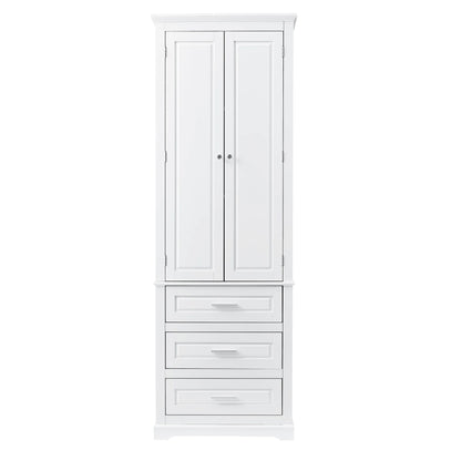Bellemave White Tall Storage Cabinet with Adjustable Shelf Bathroom Cabinet with 1 Drawer and Storage Rack Large Freestanding Wood Cabinet Storage Organizer Floor Cabinet, White
