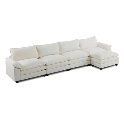 Zimtown Sectional Sofa with Ottoman, L Shaped Convertible Couch with Removable Chaise Chenille Fabric Sofa Set for 4-6 Persons Living Room Furniture Dark Grey