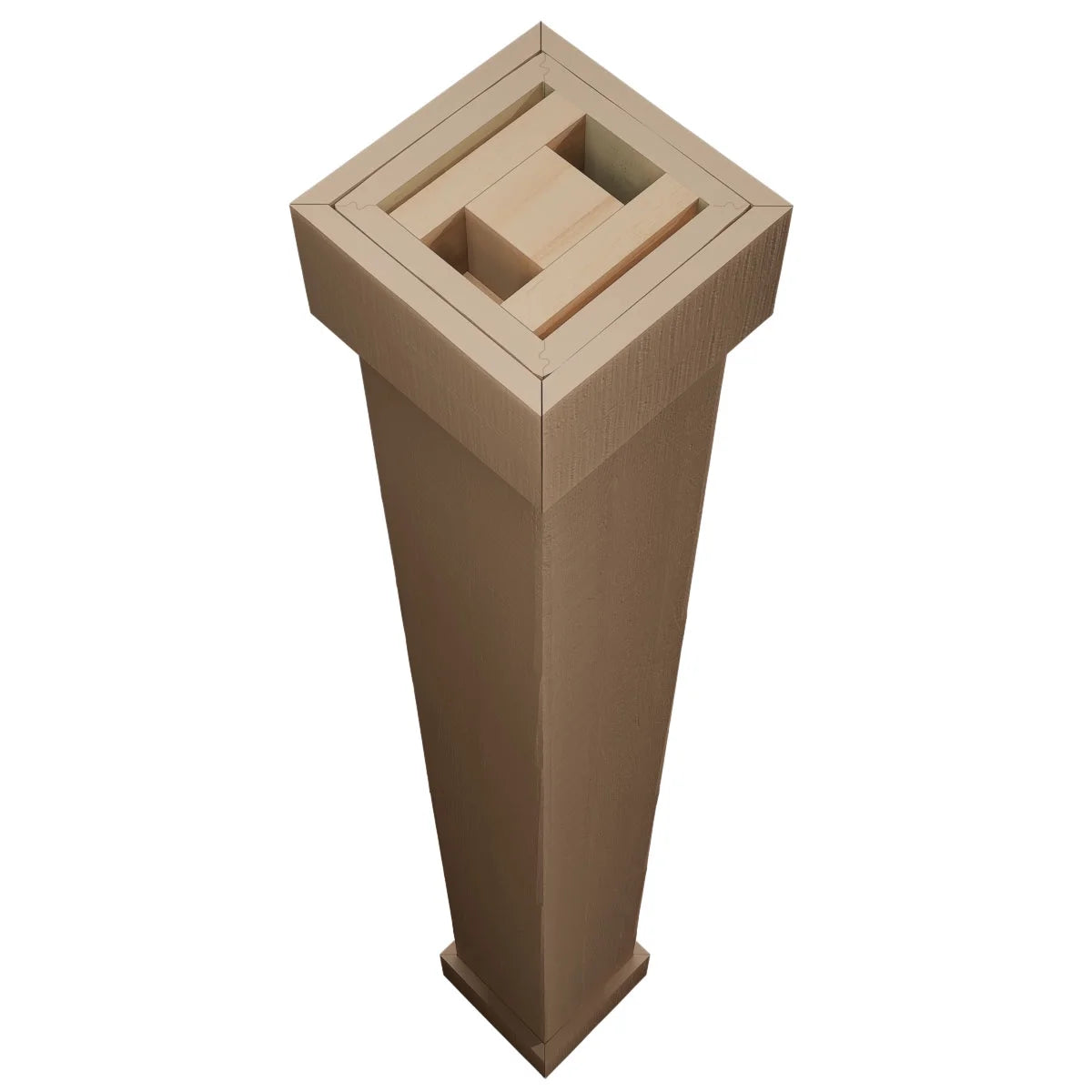 Ekena Millwork 18"W x 5'H Hand Hewn Endurathane Faux Wood Non-Tapered Square Column Wrap with Standard Capital & Base