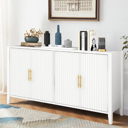 Black Accent Cabinet, Atumon Storage Cabinet Furniture, Modern Buffet Sideboard, Wooden Accent Cabinet with 3 Doors, Accent Storage Cabinet for Entryway Hallway Living Room, 48"L x 17.7"W x 31.9"H