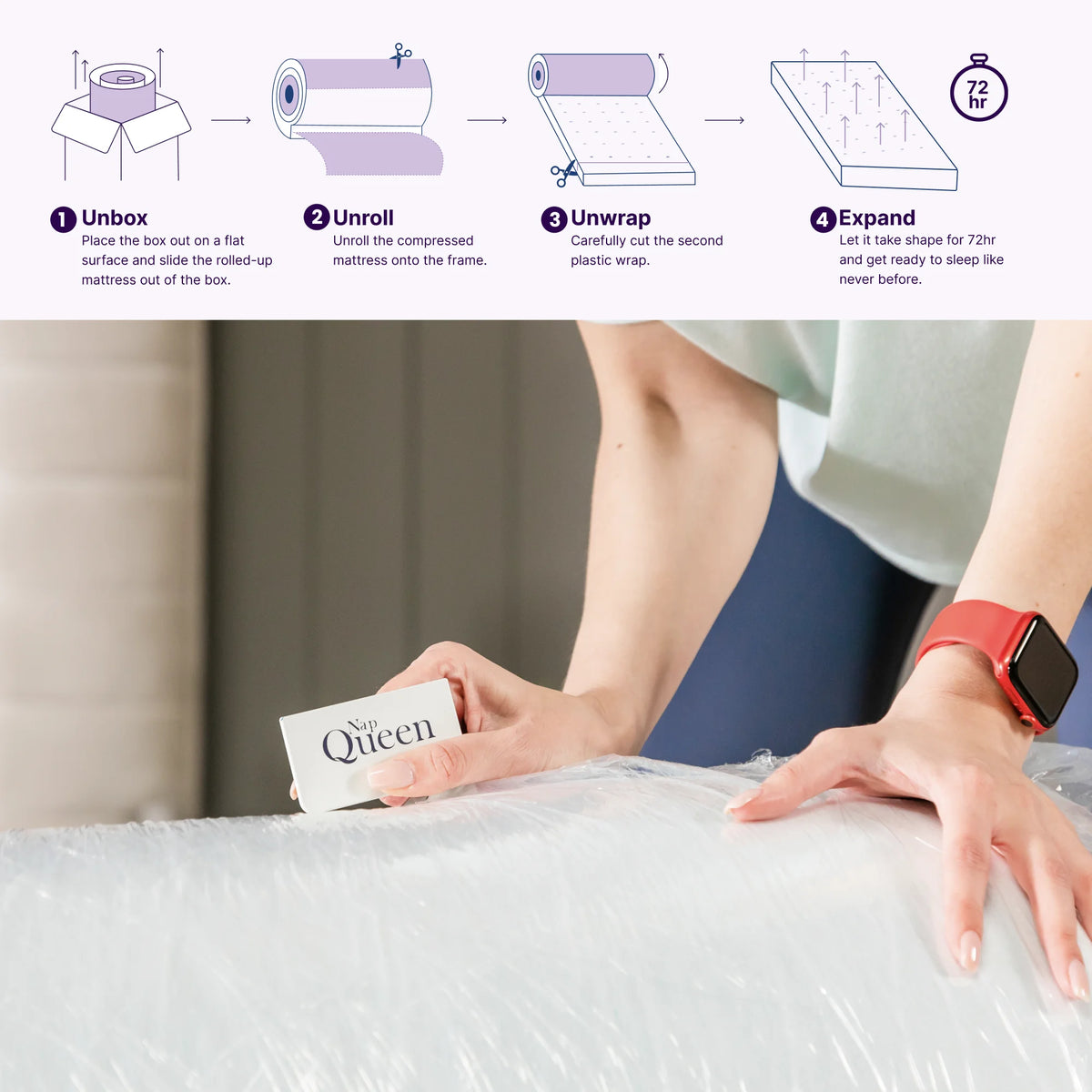 NapQueen Elizabeth 8" Full Mattress, Cooling Gel Infused Memory Foam, Bed in a Box, Adult