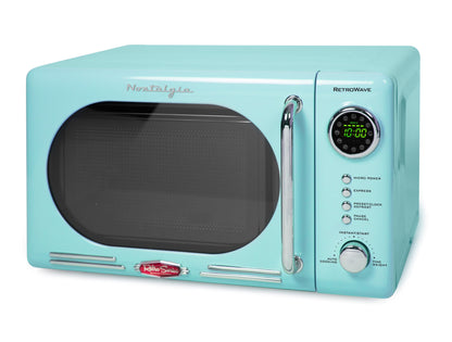 Nostalgia Retro Compact Countertop Microwave Oven - 0.7 Cu. Ft. - 700-Watts with LED Digital Display - Child Lock - Easy Clean Interior - Orange