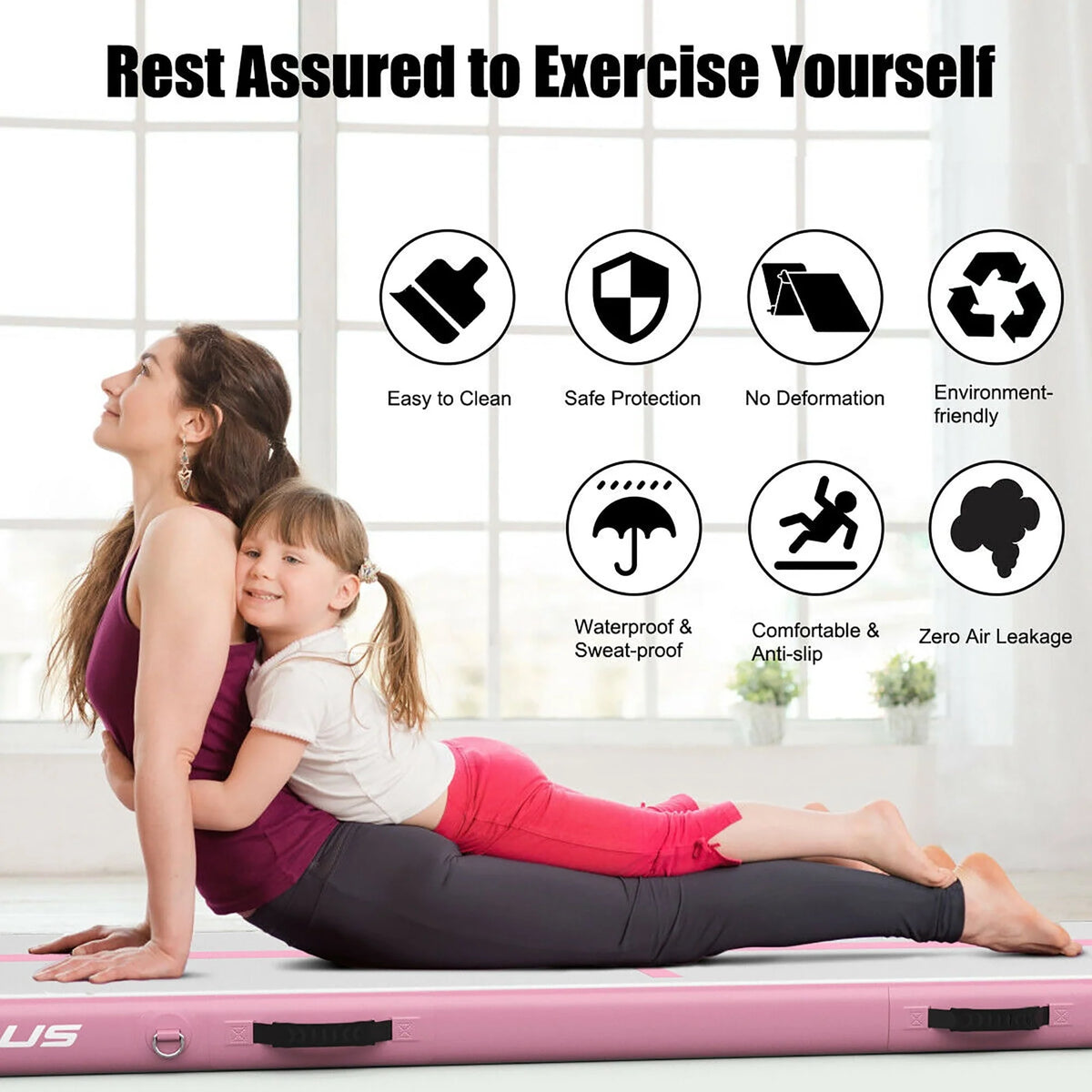 Goplus 10FT Air Track Inflatable Gymnastics Tumbling Mat w/ Pump Pink