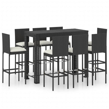 vidaXL Patio Bar Set Outdoor Bistro Set Bar Stool Bistro Table Poly Rattan