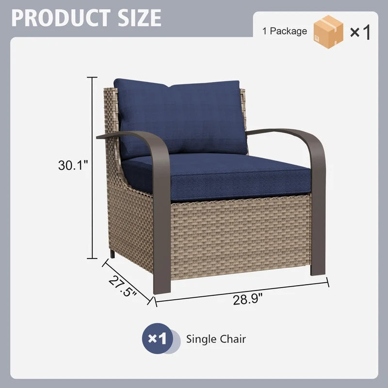 GAZEBETER 2Pcs Wicker Patio Chairs,Modern All Weather Outdoor Ratten Chairs with Seat Cushions and Thicking Back,Beige