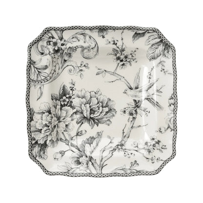 222 Fifth Adelaide Round 16-Piece Porcelain Dinnerware Set, Black Toile