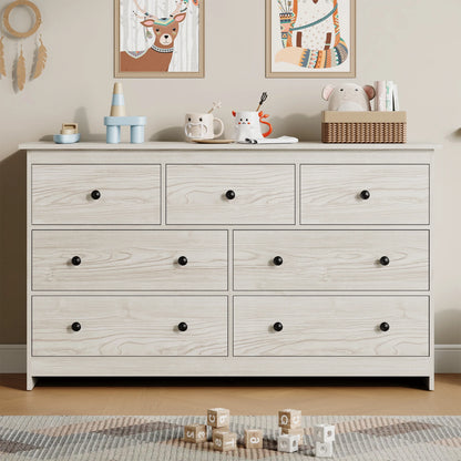 YouTrend 7 Drawer Dresser,White Dresser for Bedroom Drawer Organizer Storage Drawers,Wood Adult Storage Cabinet Living Room Hallway
