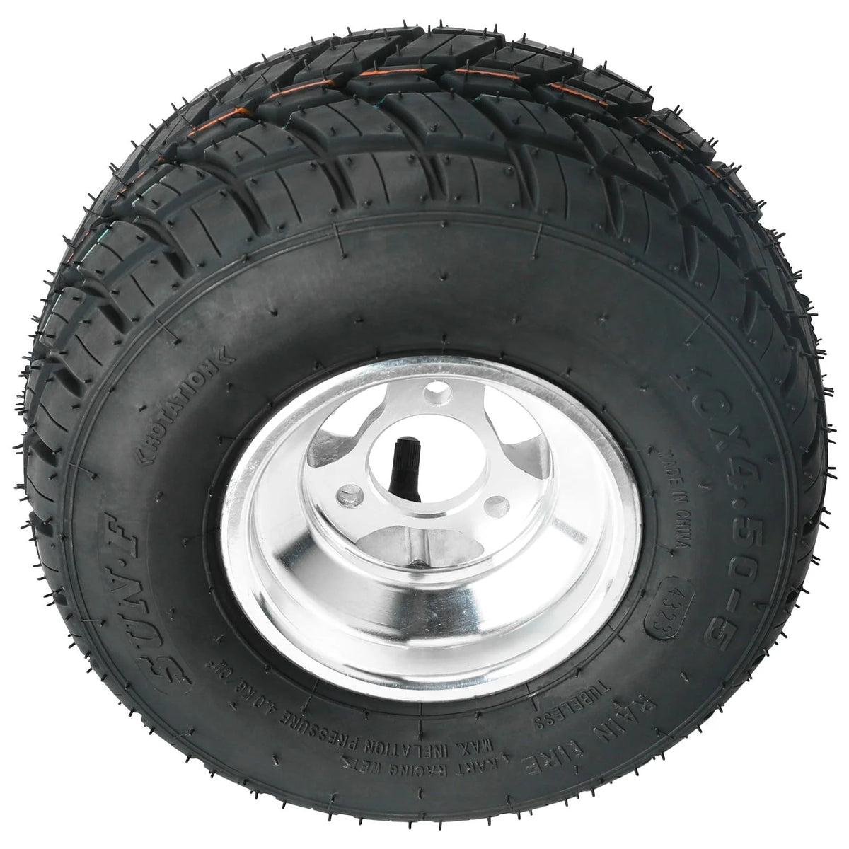 High Performace Go Kart Tire and Rim, 10x4.50-5 Go Kart Front Wheel and Tire Fit Bolt Pattern 48mm w/ 3 Holes for Go Kart Drift Trike Buggy Racing Cart, Non-Slip Tread, Aluminum Alloy Rim (2)