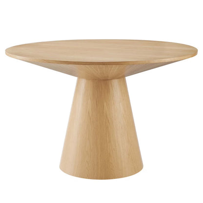 47 Inch Dining Table, Walnut, Wood, Round, Kitchen Cafe Bistro Hospitality Restaurant, Modern Contemporary HB34409