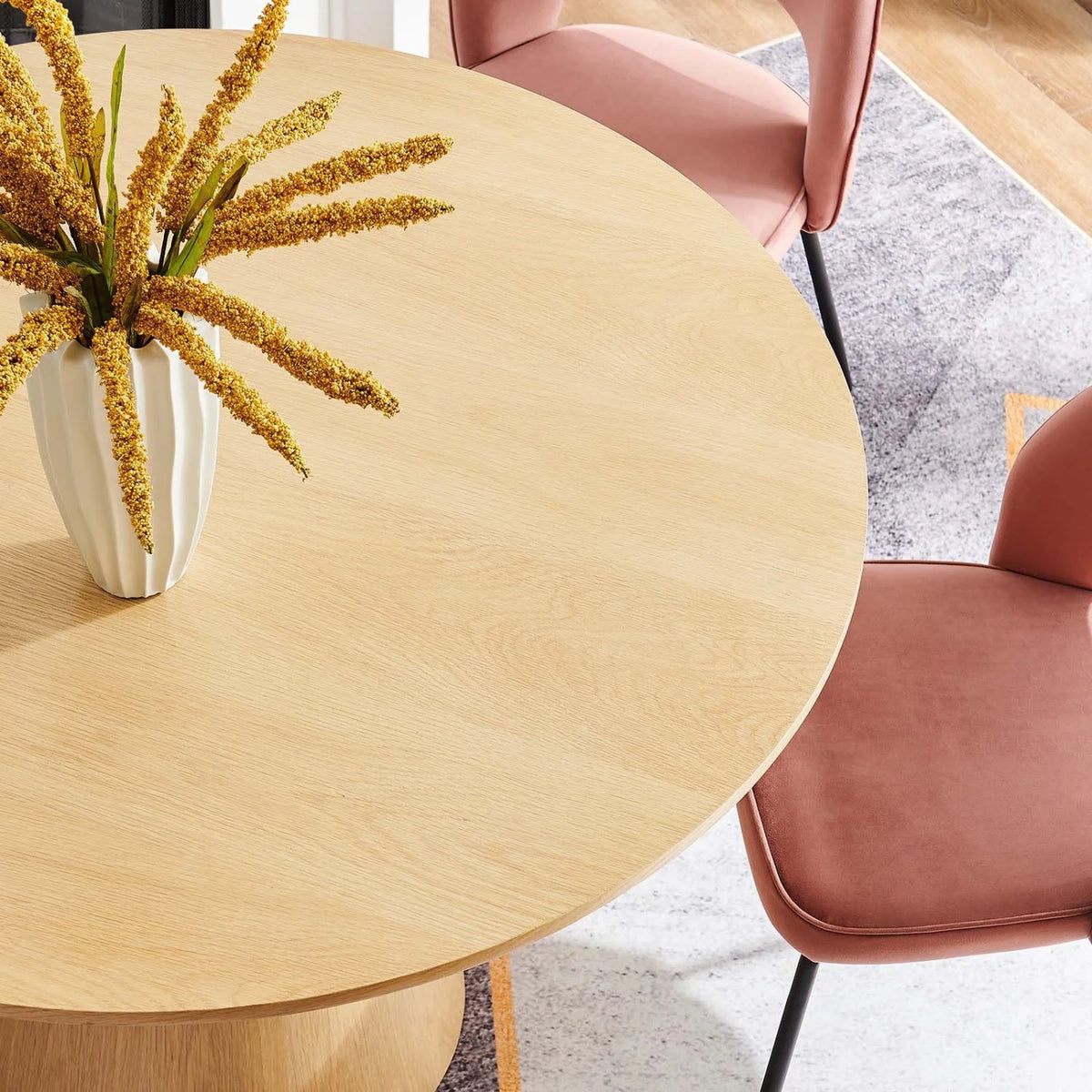 47 Inch Dining Table, Walnut, Wood, Round, Kitchen Cafe Bistro Hospitality Restaurant, Modern Contemporary HB34409