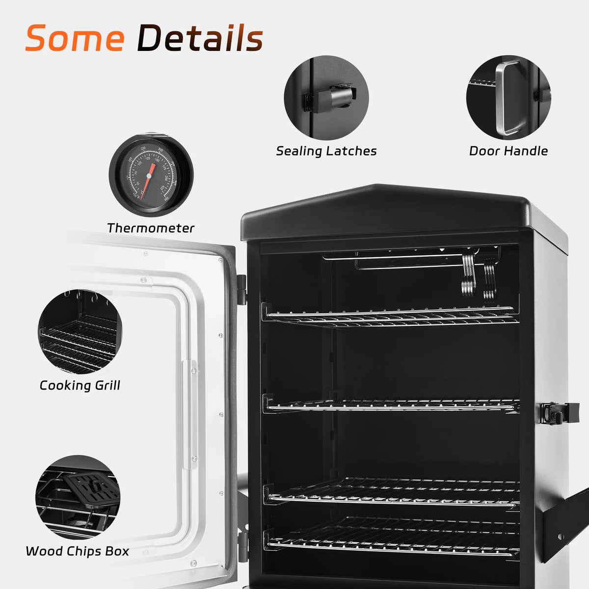 MAISON HUIS Vertical Propane Smoker, Outdoor Gas Smokers Grill with Cover, Black
