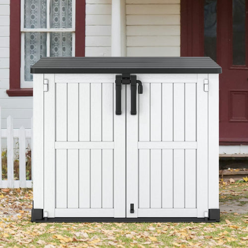 Bifanuo Outdoor Resin Storage Shed 34 Cu.ft Garden Storage Extra Large Capacity Weather Resistant Storage Box, Lockable Resin Waterproof Shed for Bike, Lawnmowe, Garden Tools