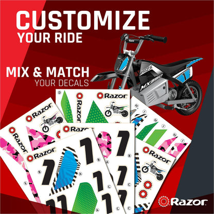 Razor Dirt Rocket MX350 - Black with Decals. up to 14 mph. 24V Electric Dirt Bike for Child 8+