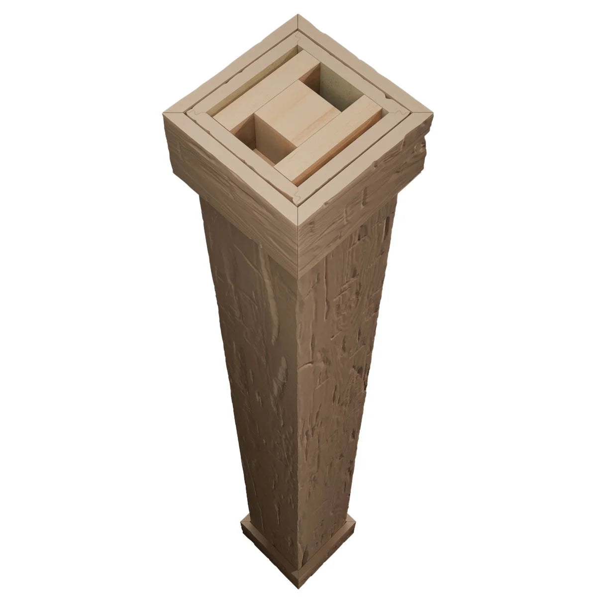 Ekena Millwork 18"W x 5'H Hand Hewn Endurathane Faux Wood Non-Tapered Square Column Wrap with Standard Capital & Base