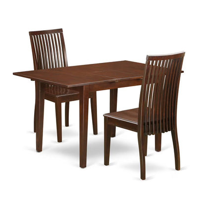 East West Furniture Norfolk 3-piece Wood Table and Dining Chair Set in Mahogany
