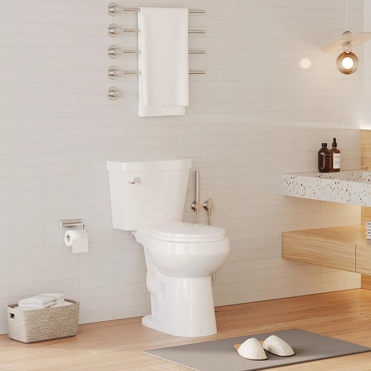 TROPOW Toilet, Two-Piece Toilet, ADA Toilet with Dual Flush, Elongated Toilets for Bathrooms with Soft Close Seat, Universal Height,White