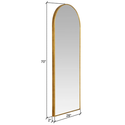 Nadia Arch Gold Metal 70"x28" Modern Floor Mirror