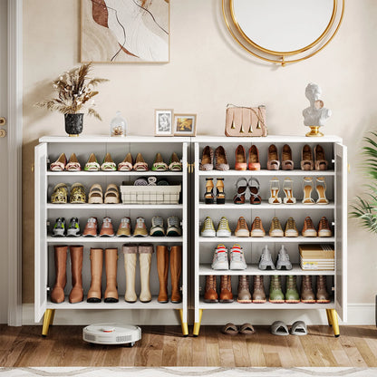 Tribesigns Large Wooden Freestanding 25-Pair Shoe Rack Closet Storage Cabinet for Entryway, Bedroom