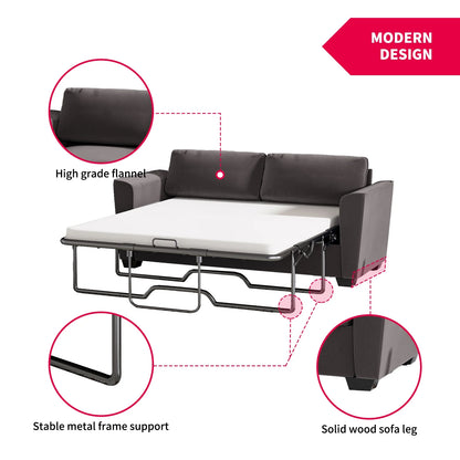 Mjkone Queen Pull Out Sofa Bed,Loveseat Sleeper Sofa with Mattress,2-in-1 Convertible Sleeper Couch,Dark Grey