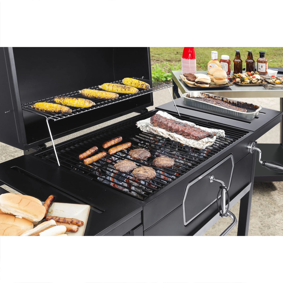 Royal Gourmet 30" CD2030AN Deluxe Charcoal Grill, BBQ Smoker Picnic Camping Patio Backyard Cooking, Black