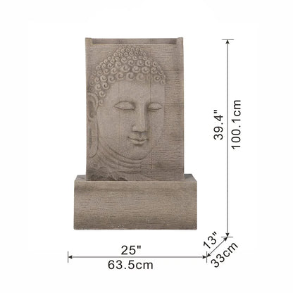 A&B Home 39 Inch High Sandstone Buddha Water Fountain with Light, Large Buddha Fountain Outdoor