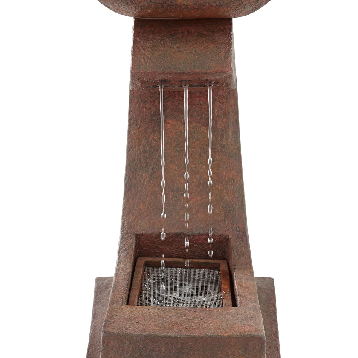 Pagoda 31" High Large Zen Japanese Indoor Outdoor Decor Rust Stone Floor Fountain with Light LED Outside
