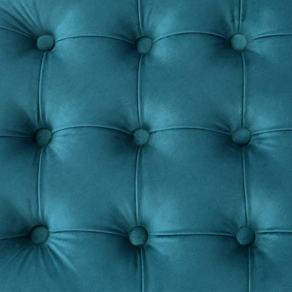 WestinTrends Wordford Round Velvet Tufted Storage Ottoman, Velvet Navy Blue