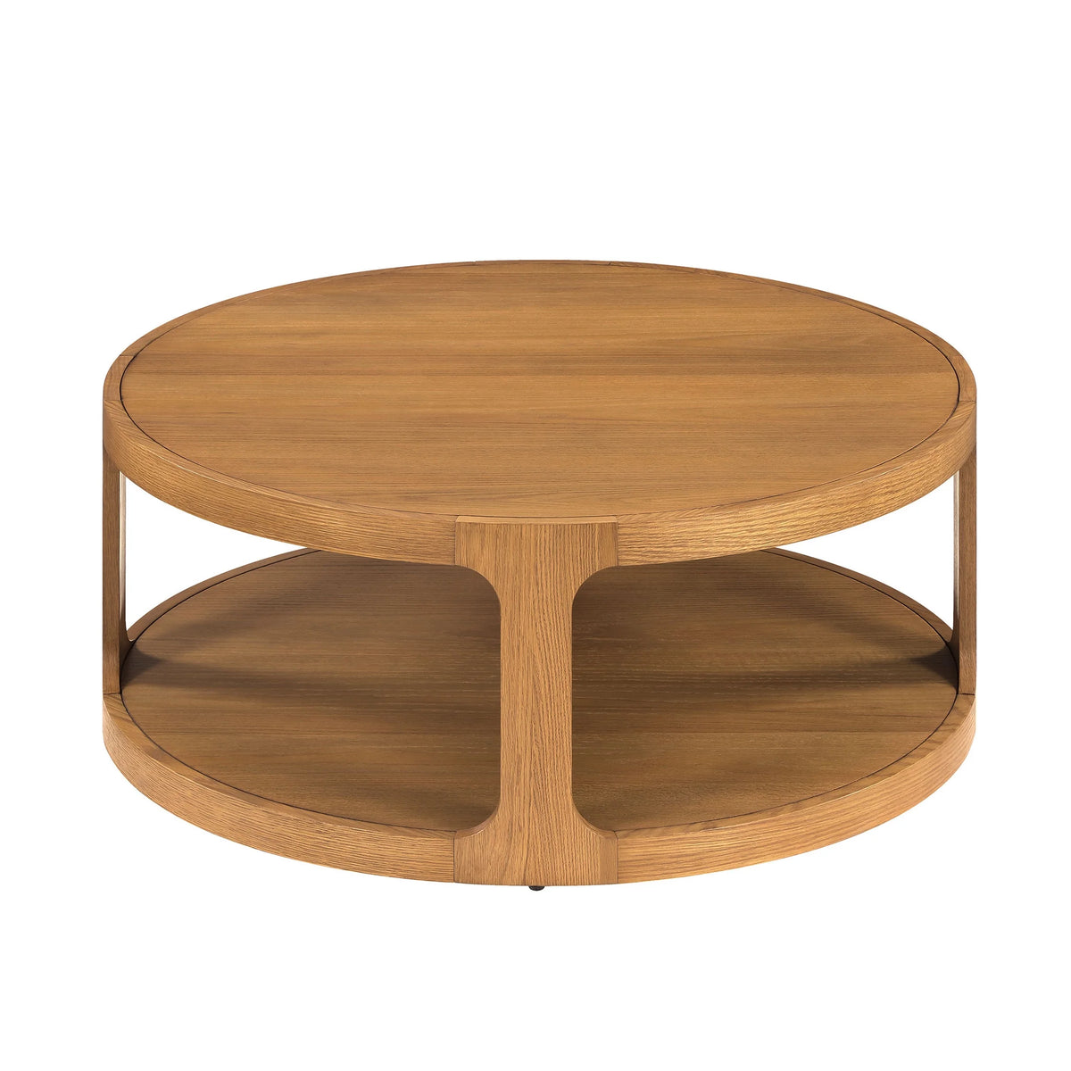My Texas House Haven Round Coffee Table with Warm Brown Finish