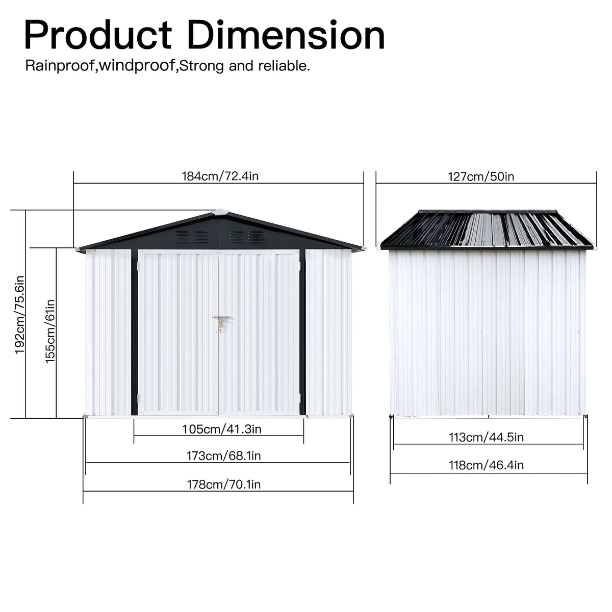 Outdoor Storage Garden Sheds 6FTx4FT Apex Roof Lockable Doors for Backyard White+Yellow