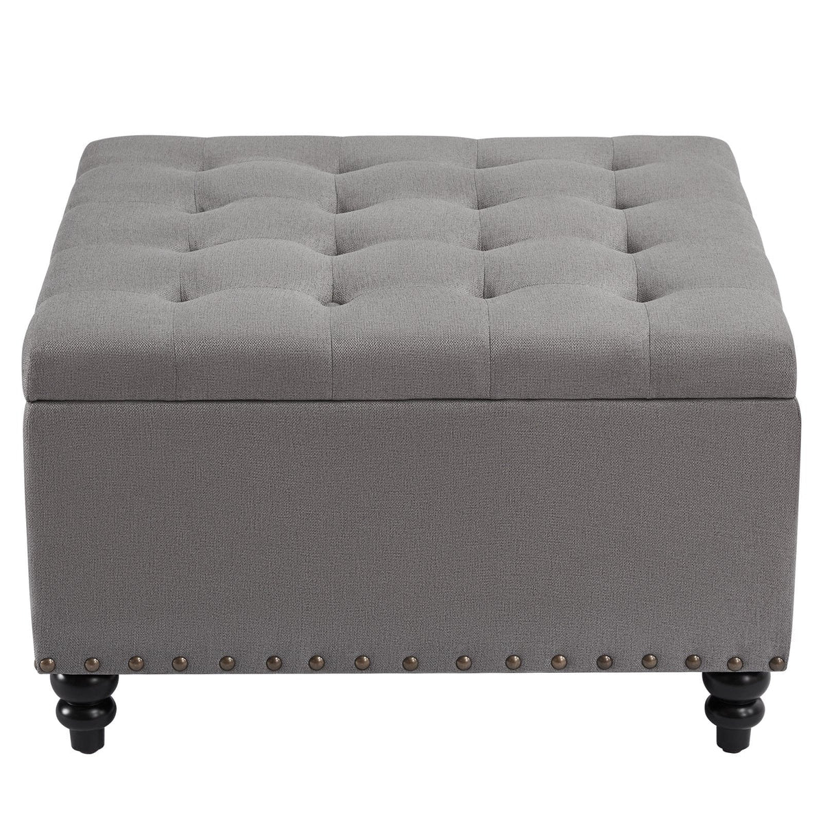HUIMO Large Square Storage Ottoman Bench, 30-inch Wide Storage Bench Coffee Table with Tufted Oversized, for Living Room (Beige)