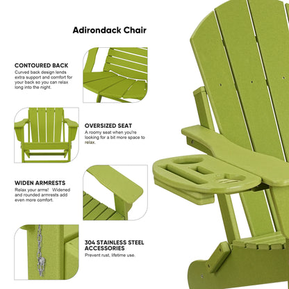 FOOWIN HDPE Plastic Adirondack Chairs Set of 4, Black