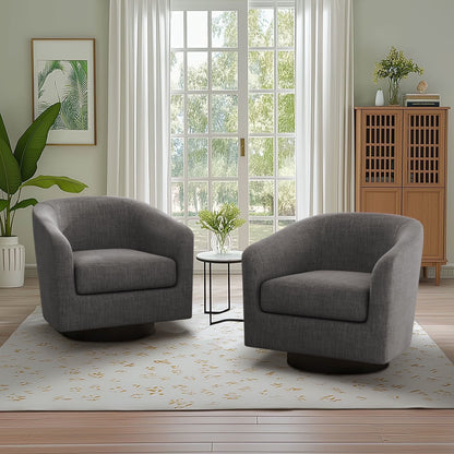 DREAMSIDEA Swivel Barrel Accent Chair for Living Room, Modern Upholstered Round Club Armchair-Cream
